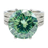 10.5 ct DEW Blue Moissanite Round Solitaire Ring - 18K Gold Vermeil on 925 Sterling Silver