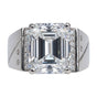 5.3ct DEW White Moissanite Emerald Solitaire Ring