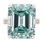 18.6ct DEW Blue Moissanite Emerald Solitaire Ring