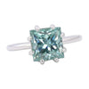5.5 ct DEW Blue Moissanite Princess Solitaire Ring - 18K Gold Vermeil on 925 Sterling Silver