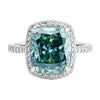 7.0 ct DEW Blue Moissanite Cushion Solitaire Ring - 18K Gold Vermeil on 925 Sterling Silver