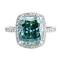 7.0ct DEW Blue Moissanite Cushion Solitaire Ring