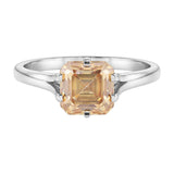 20.0 ct DEW Champagne Moissanite Asscher Solitaire Ring - 18K Gold Vermeil on 925 Sterling Silver