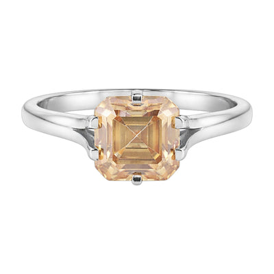 20.0ct DEW Champagne Moissanite Asscher Solitaire Ring