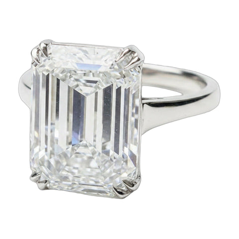 4.8 ct DEW White Moissanite Emerald Solitaire Ring - 18K Gold Vermeil on 925 Sterling Silver