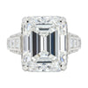 25.5 ct DEW White Moissanite Emerald Solitaire Ring - 18K Gold Vermeil on 925 Sterling Silver