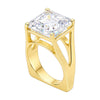 23.5 ct DEW White Moissanite Asscher Solitaire Ring - 18K Gold Vermeil on 925 Sterling Silver