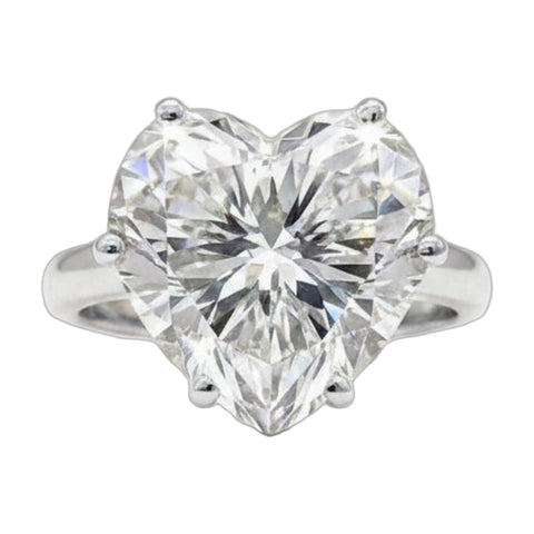 7.2 ct DEW White Moissanite Heart Solitaire Ring - 18K Gold Vermeil on 925 Sterling Silver