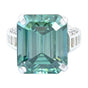 19.5ct DEW Blue Moissanite Emerald Solitaire Ring