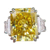 25.5 ct DEW Champagne Moissanite Radiant Solitaire Ring - 18K Gold Vermeil on 925 Sterling Silver
