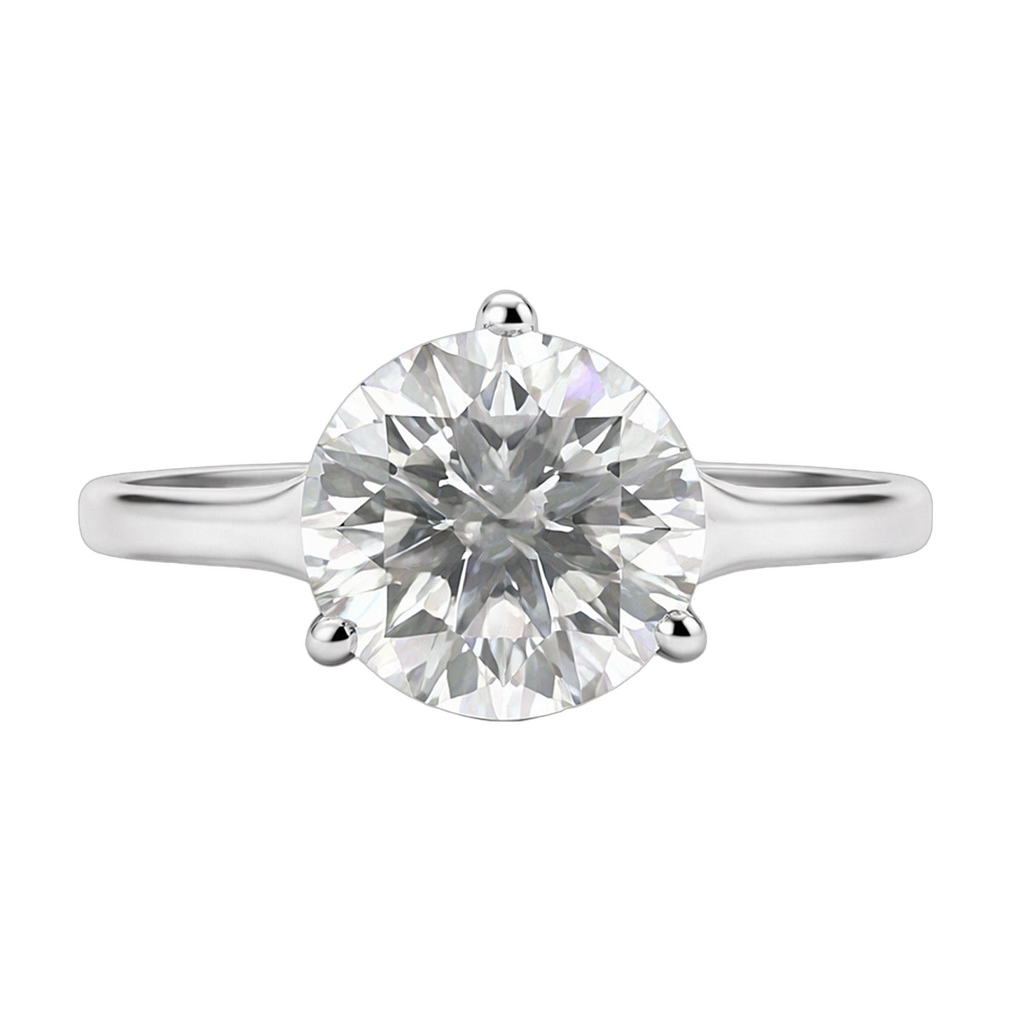 7.65 ct DEW White Moissanite Round Solitaire Ring - 18K Gold Vermeil on 925 Sterling Silver