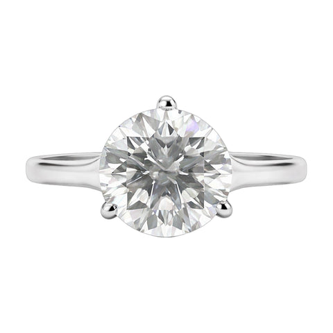 7.65 ct DEW White Moissanite Round Solitaire Ring - 18K Gold Vermeil on 925 Sterling Silver