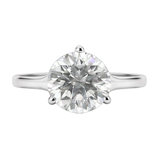 7.65 ct DEW White Moissanite Round Solitaire Ring - 18K Gold Vermeil on 925 Sterling Silver