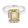 4.7 ct DEW Champagne Moissanite Emerald Solitaire Ring - 18K Gold Vermeil on 925 Sterling Silver