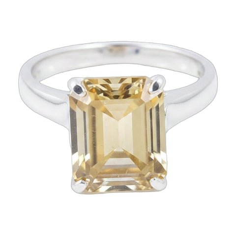 4.7 ct DEW Champagne Moissanite Emerald Solitaire Ring - 18K Gold Vermeil on 925 Sterling Silver
