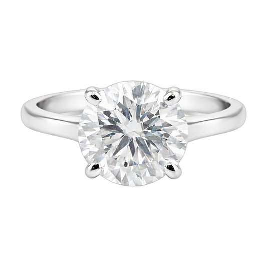 6.2 ct DEW White Moissanite Round Solitaire Ring - 18K Gold Vermeil on 925 Sterling Silver