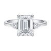 5.7 ct DEW White Moissanite Emerald Solitaire Ring - 18K Gold Vermeil on 925 Sterling Silver