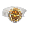6.7 ct DEW Champagne Moissanite Round Solitaire Ring - 18K Gold Vermeil on 925 Sterling Silver