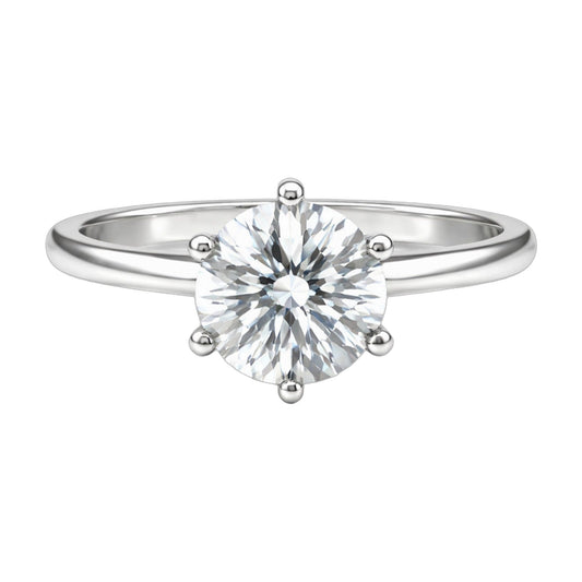 5.3 ct DEW White Moissanite Round Solitaire Ring - 18K Gold Vermeil on 925 Sterling Silver