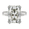 9.45 ct DEW White Moissanite Radiant Solitaire Ring - 18K Gold Vermeil on 925 Sterling Silver