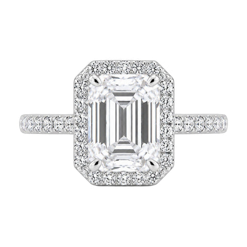 4.5 ct DEW White Moissanite Emerald Solitaire Ring - 18K Gold Vermeil on 925 Sterling Silver