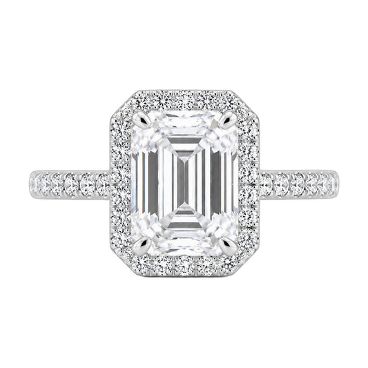 4.5 ct DEW White Moissanite Emerald Solitaire Ring - 18K Gold Vermeil on 925 Sterling Silver