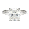 27.5 ct DEW White Moissanite Emerald Solitaire Ring - 18K Gold Vermeil on 925 Sterling Silver