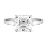 5.4 ct DEW White Moissanite Asscher Solitaire Ring - 18K Gold Vermeil on 925 Sterling Silver