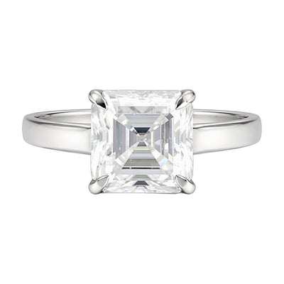 5.4ct DEW White Moissanite Asscher Solitaire Ring