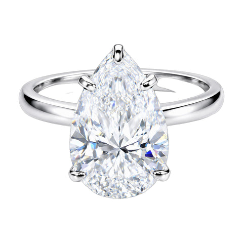 8.35 ct DEW White Moissanite Pear Solitaire Ring - 18K Gold Vermeil on 925 Sterling Silver