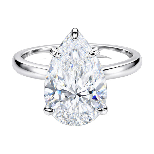 8.35 ct DEW White Moissanite Pear Solitaire Ring - 18K Gold Vermeil on 925 Sterling Silver
