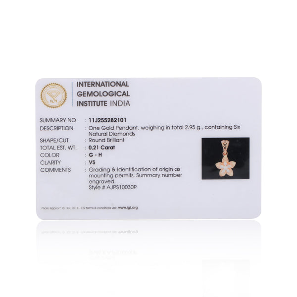 Elegant IGI Certified Diamond Pendant 0.66 ct 18K Gold Necklace Women Gift