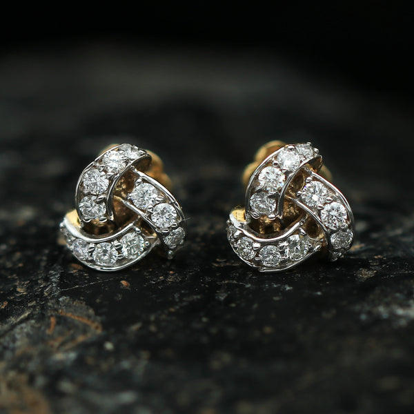 18K Yellow Gold Natural Diamond 0.60 Ct. Stud Earrings EGL Certified