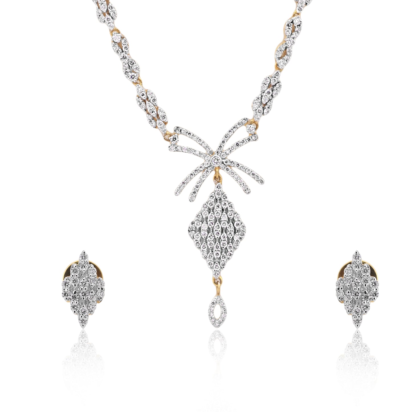 Floral Diamond Necklace and Earring Set