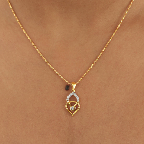 0.26 Ct IGI Certified Natural Diamond Necklace Pendant in 18K Gold for Women