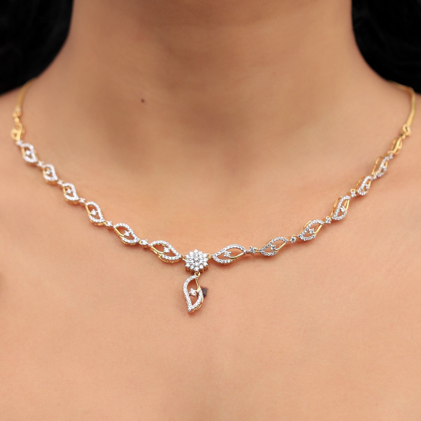 Elegant Diamond Necklace and Earring Set