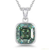 7 ct DEW Certified Blue Moissanite Solitaire Asscher Cut Pendant In Gold Vermeil – white background main image