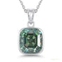 7 ct DEW Certified Blue Moissanite Solitaire Asscher Cut Pendant In Gold Vermeil