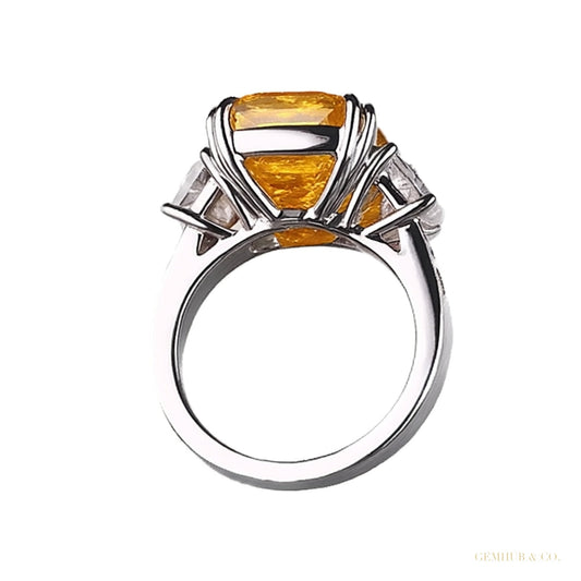 8.00 ct DEW Champagne Treated Moissanite Solitaire Ring in – Certified 18K Gold Plated 18K Gold Plated – white background main image
