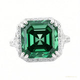 8.10 ct DEW Asscher Cut Blue Moissanite Ring Unique Gift for Her 18K Gold Plated Vermeil – white background main image