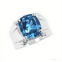 8.30 ct DEW Certified Cushion Cut Blue Moissanite Solitaire Ring In 18K Gold Plated Ver 18K Gold Plated