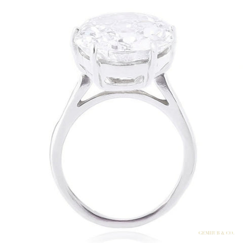 8.30 ct DEW Certified Round Cut White Moissanite Solitaire 925 Sterling Ring For Wife 1 18K Gold Plated – white background main image