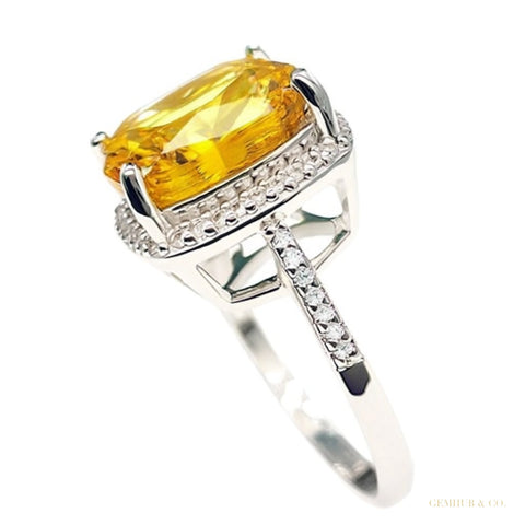 8.40 ct DEW Champagne Moissanite Ring in Prong Set Gift for Her Shine 18K Gold Plated V 18K Gold Plated – white background main image