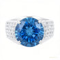8.55 ct DEW Certified Round Cut Blue Moissanite Solitaire Ring 18K Gold Plated