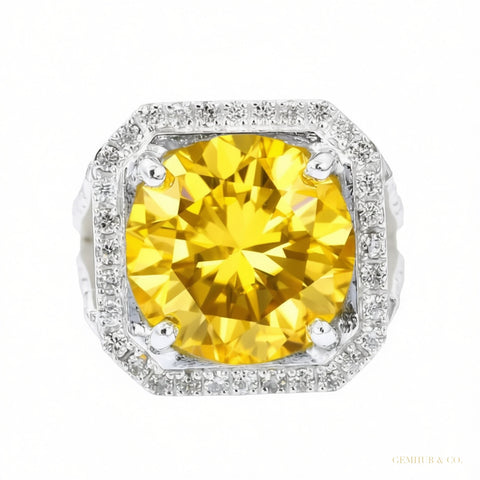 8.60 ct DEW Champagne Moissanite Men's Ring in – July Anniversary Gift 18K Gold Plated 18K Gold Plated – white background main image