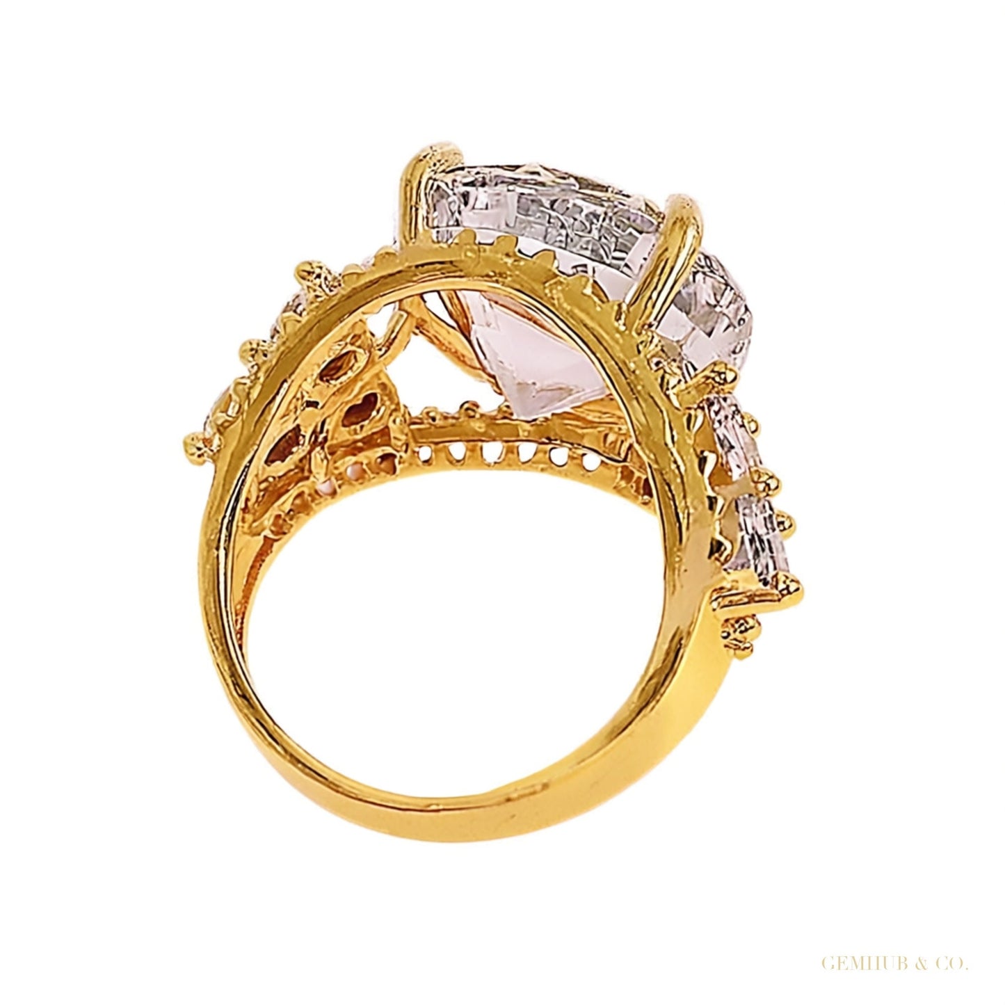 8.60 ct DEW White Brilliant Cut Moissanite Solitaire Ring Women 18K Gold Plated – white background main image
