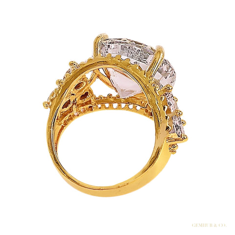 8.60 ct DEW White Brilliant Cut Moissanite Solitaire Ring Women 18K Gold Plated – white background main image