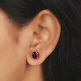 GEMHUB 925 Sterling Silver Gemstone Stud Earrings - Red Garnet 5.90 Ct