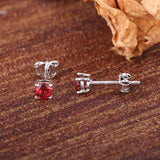 GEMHUB 925 Sterling Silver Gemstone Stud Earrings - Red Garnet 2.15 Ct