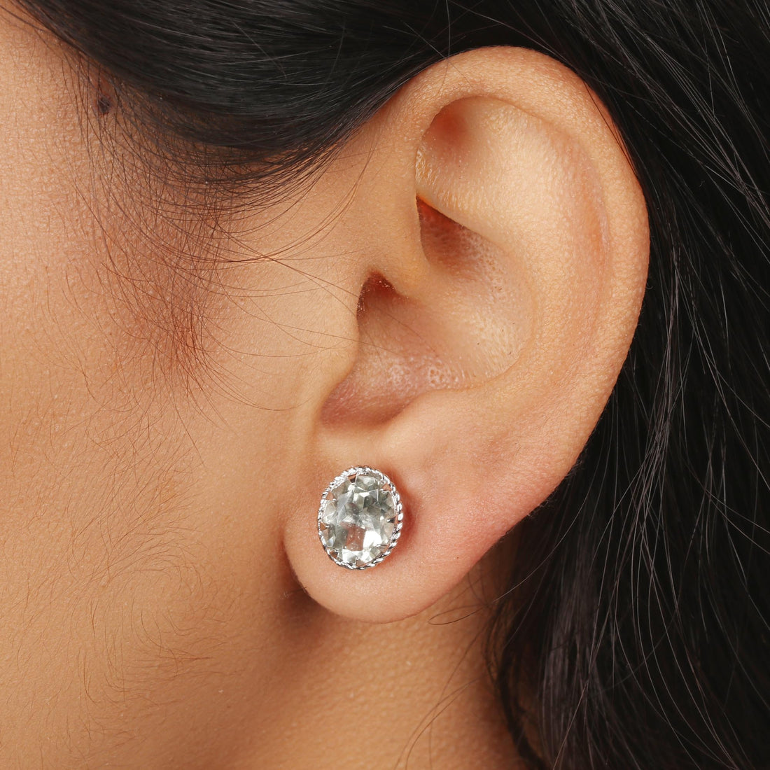 GEMHUB 925 Sterling Silver Gemstone Stud Earrings - Blue Aquamarine 5.35 Ct
